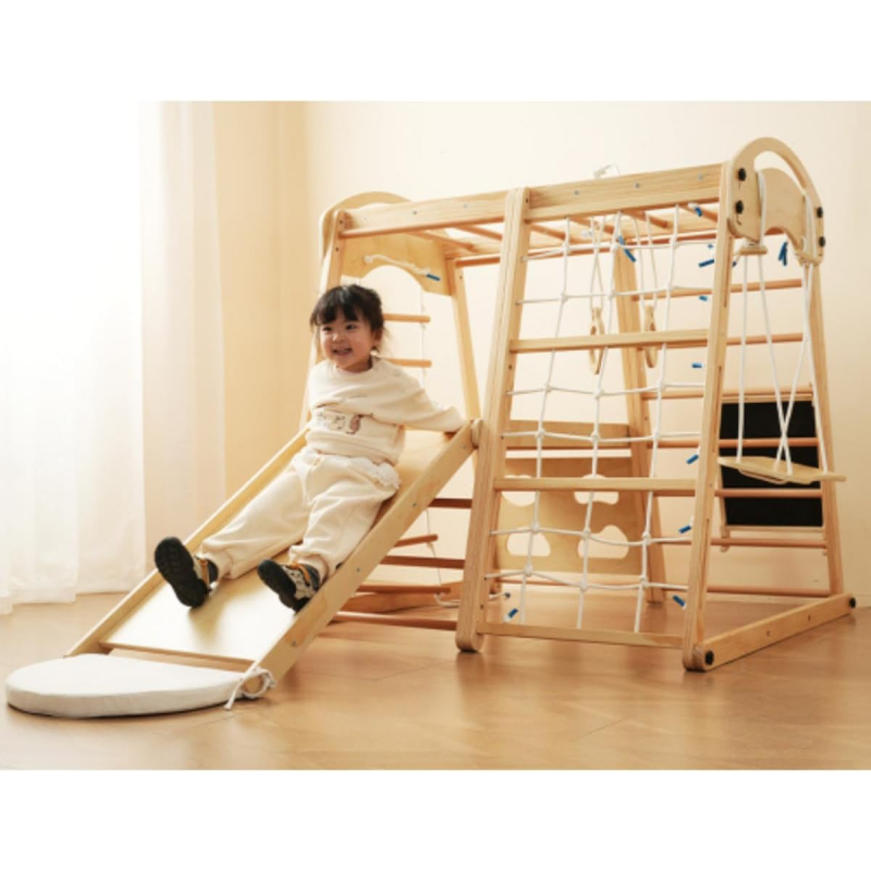 Kids Outdoor Climbing Frame - Wooden Indoor Slide Indoor Jungle Gym