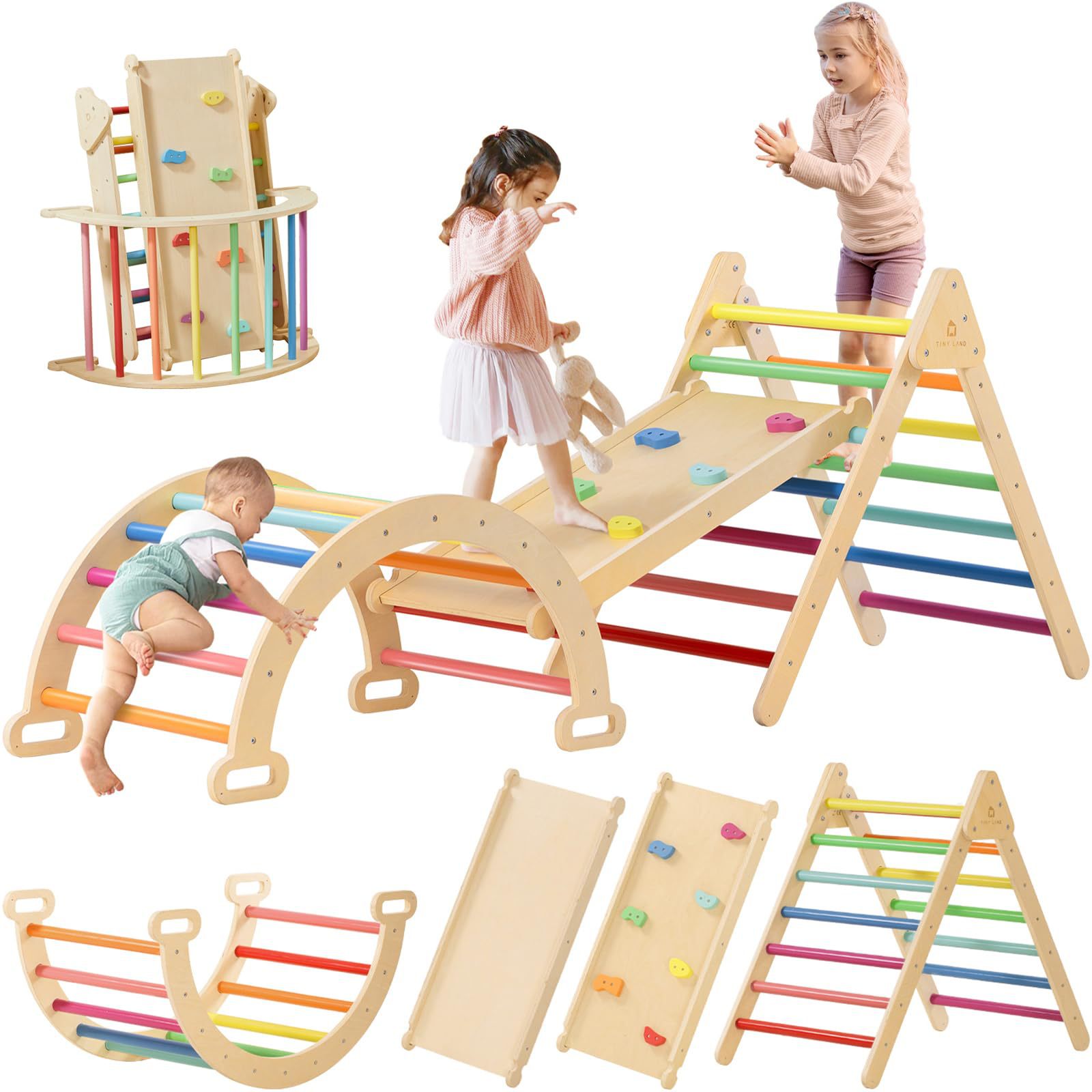 Kids Outdoor Climbing Frame - Solid Wood Versatile Climbing Frame for
