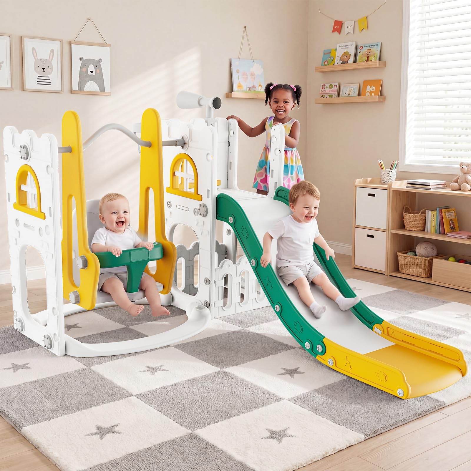 7 in 1 Toddler Slide And Swing - Kids Outdoor Swing Set ulasan dan harga