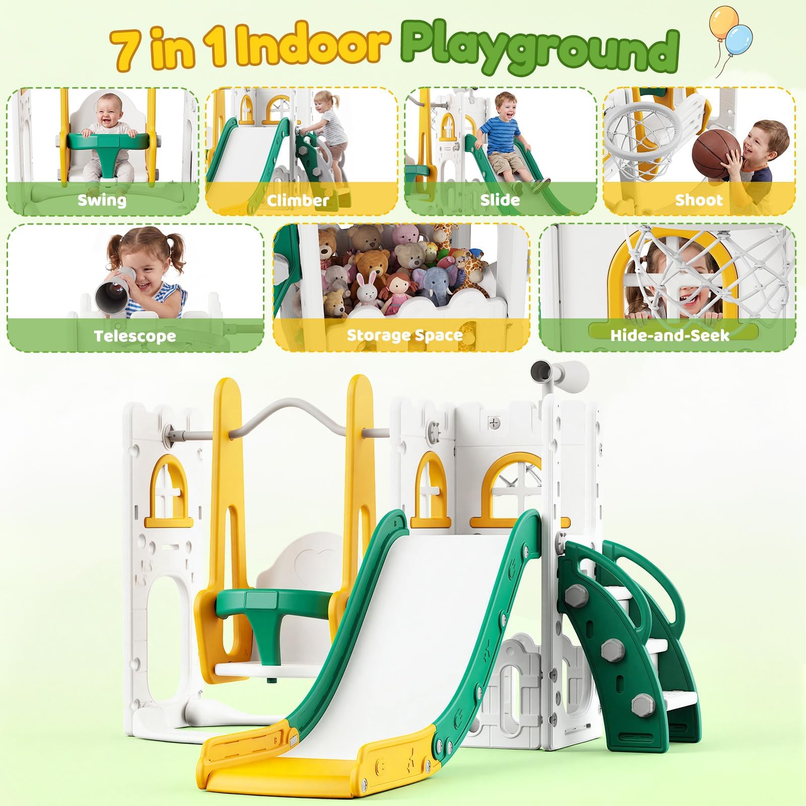 7 in 1 Toddler Slide And Swing - Kids Outdoor Swing Set ulasan dan harga