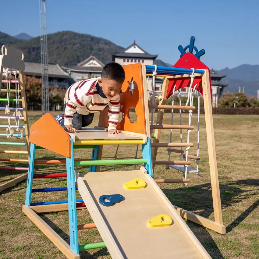 Large Solid Wood Climbing Fram - Kids Outdoor Climbing Frame ulasan dan harga