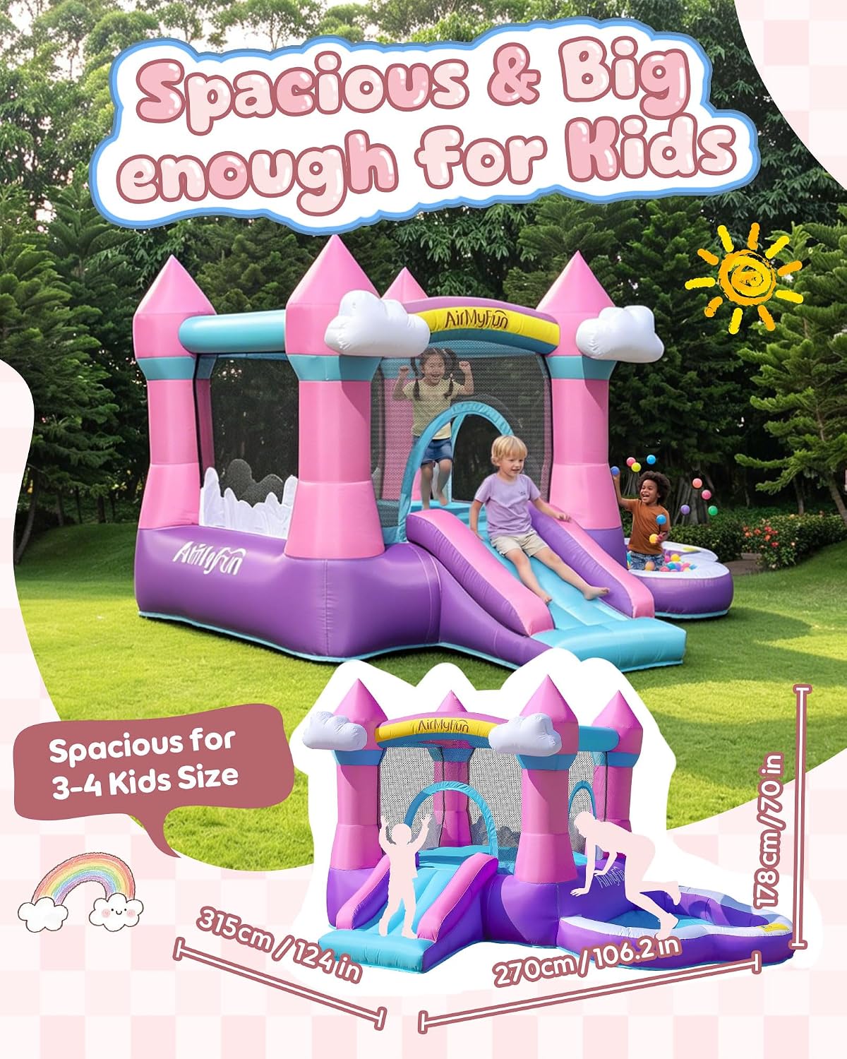 Pink Indoor/Outdoor Inflatable - Kids Outdoor Inflatable ulasan dan harga
