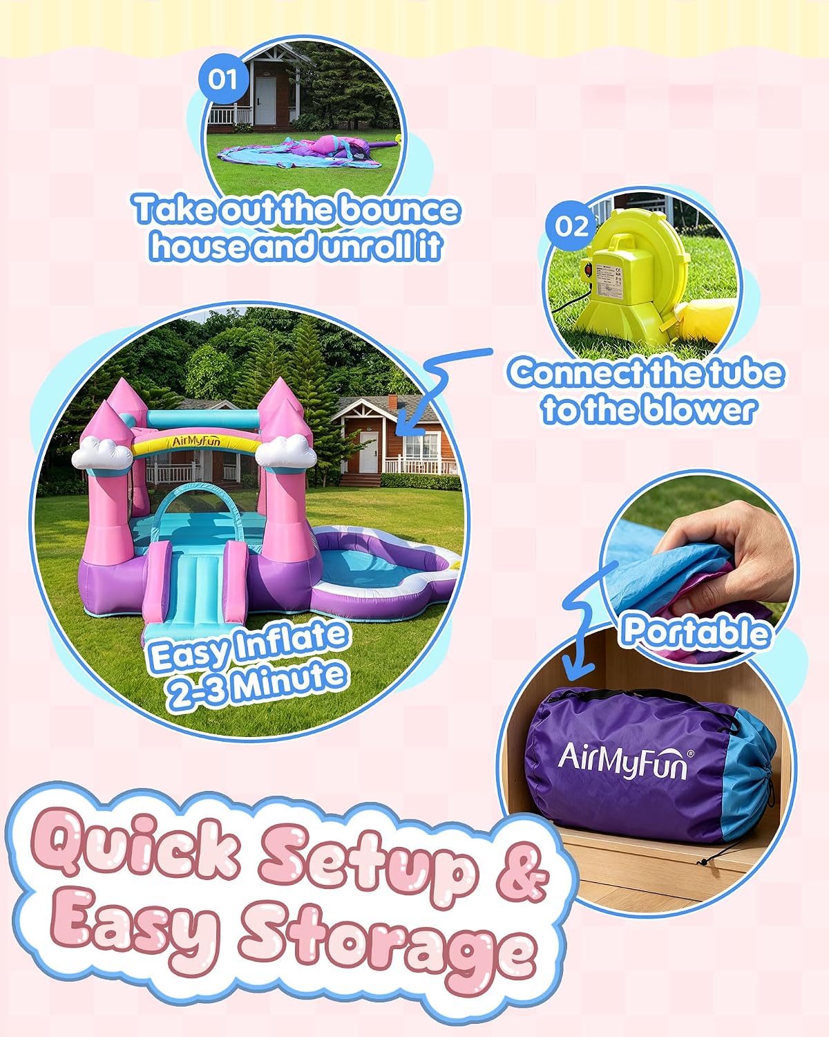Pink Indoor/Outdoor Inflatable - Kids Outdoor Inflatable ulasan dan harga