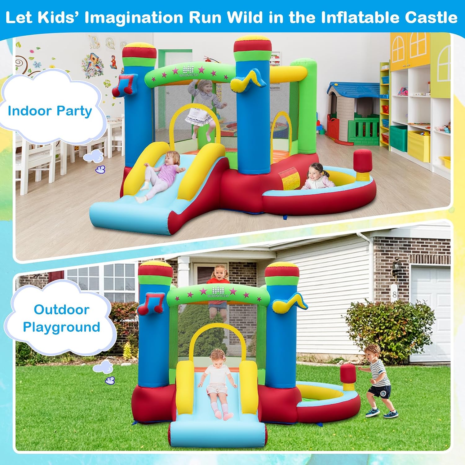 Inflatable Bounce House with B - Kids Outdoor Jumping ulasan dan harga
