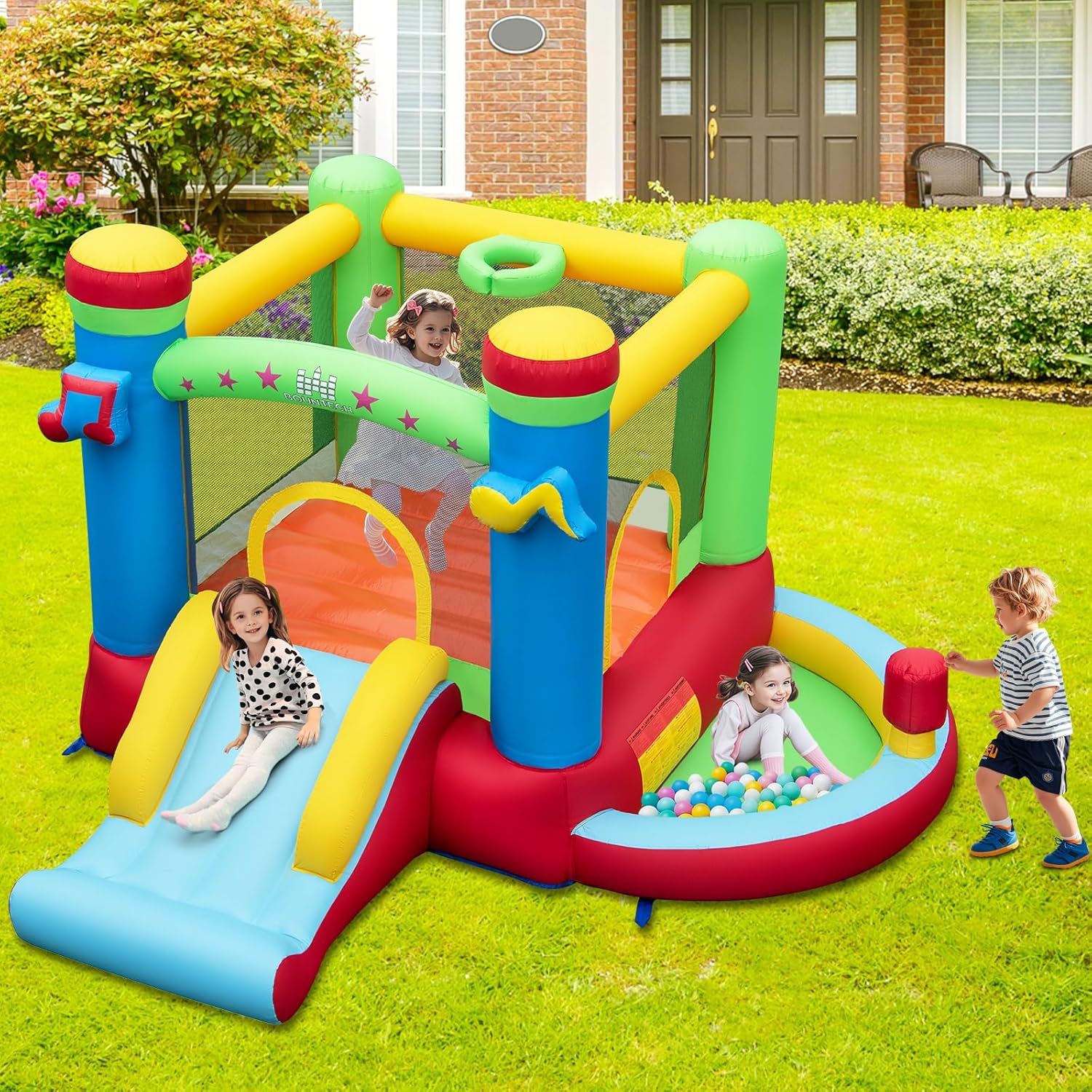 Inflatable Bounce House with B - Kids Outdoor Jumping ulasan dan harga