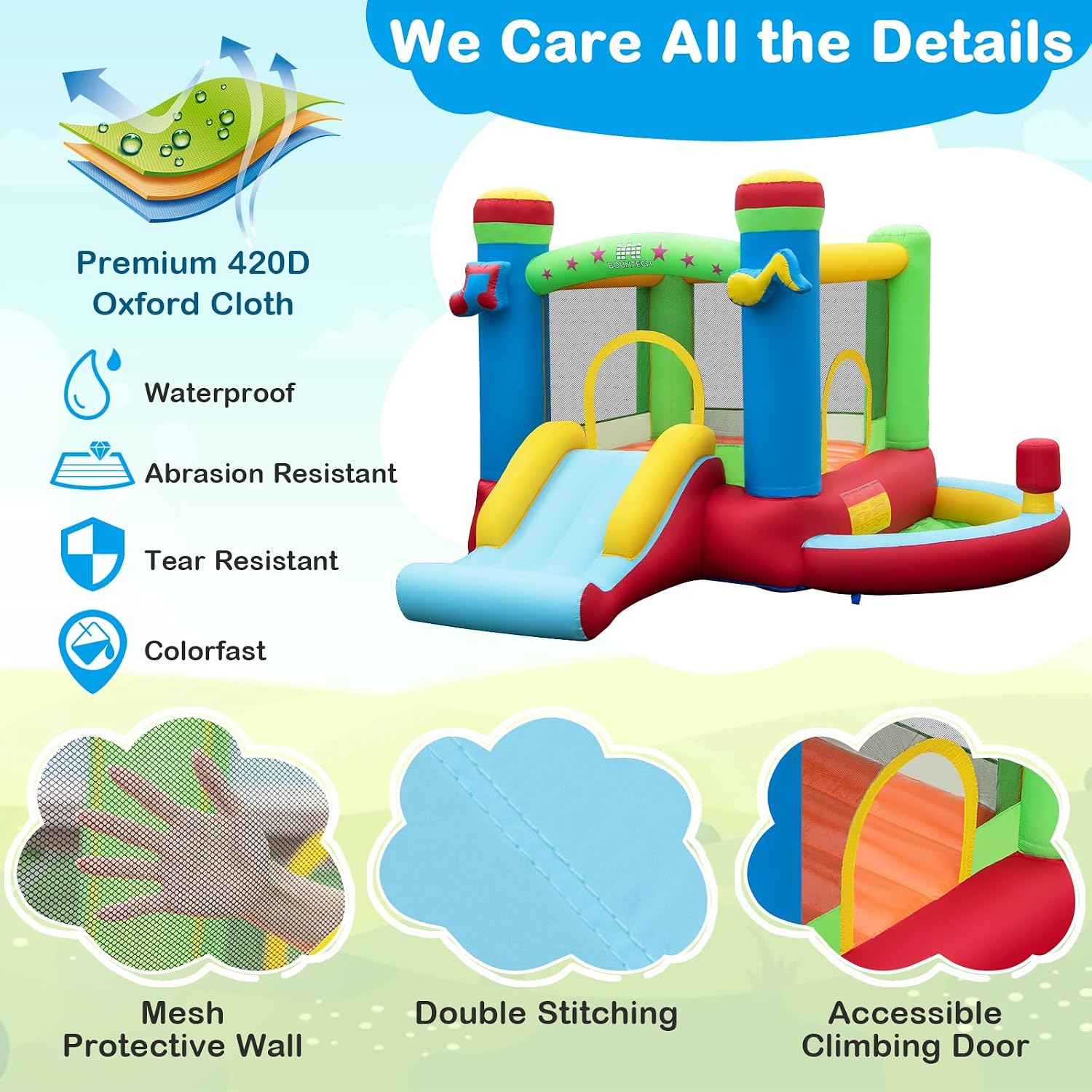 Inflatable Bounce House with B - Kids Outdoor Jumping ulasan dan harga
