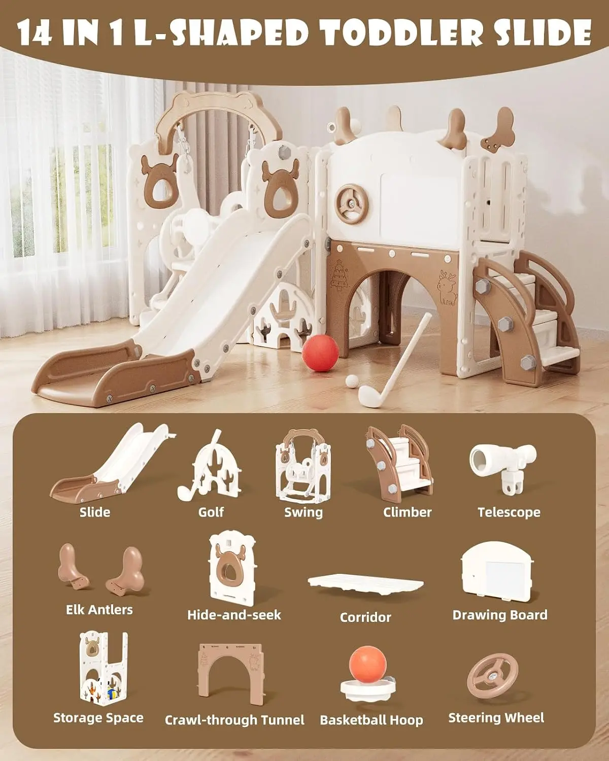 13-in-1 Toddler Slide and Swin - Kids Outdoor Swing Set ulasan dan harga