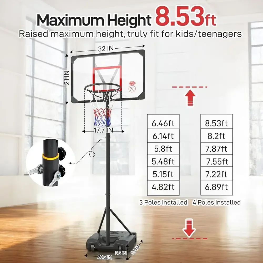 Adjustable Height Portable Bas - Basketball Hoop Outdoor ulasan dan harga